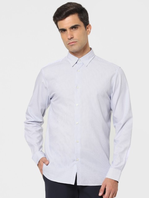 

SELECTED Men White & Blue Slim Fit Striped Casual Shirt