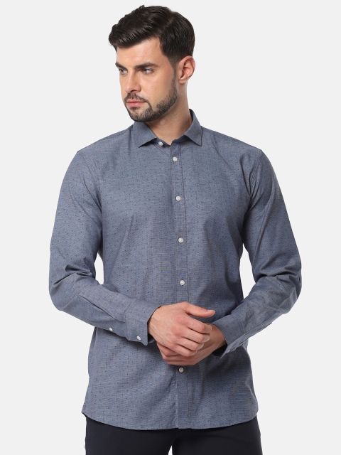 

SELECTED Men Blue Slim Fit Self Design Casual Shirt