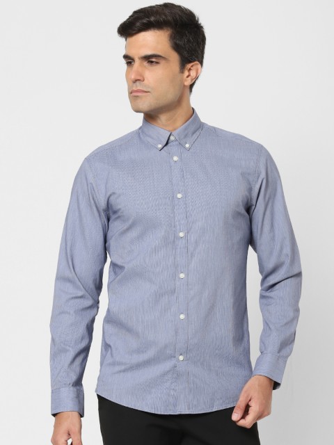 

SELECTED Men Blue & White Slim Fit Striped Casual Shirt