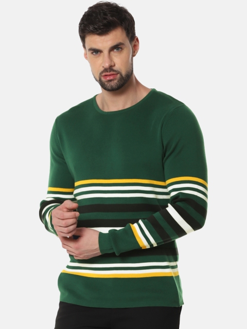 

SELECTED Men Green & White Striped Sweatshirt