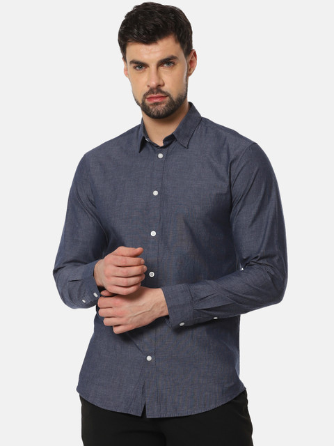 

SELECTED Men Navy Blue Slim Fit Organic Cotton Solid Casual Shirt