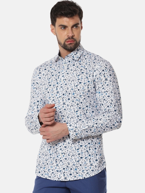 

SELECTED Men White & Blue Slim Fit Printed Casual Shirt