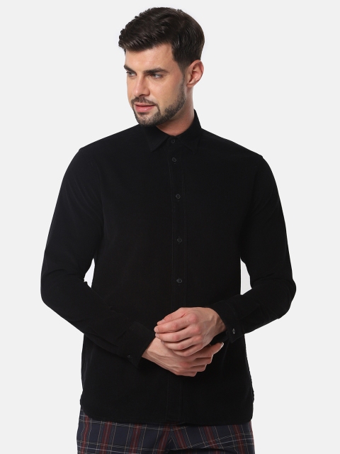 

SELECTED Men Black Regular Fit Solid Organic Cotton Casual Corduroy Shirt
