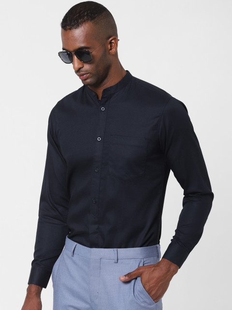 

SELECTED Men Navy Blue Solid Slim Fit Casual Shirt