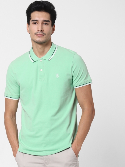 

SELECTED Men Green Solid Polo Collar T-shirt