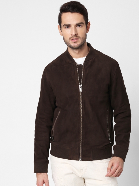 

SELECTED Men Coffee Brown Suede Bomber Jacket