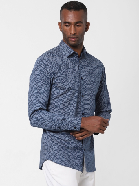 

SELECTED Men Navy Blue Regular Fit Organic Cotton Printed Casual Shirt