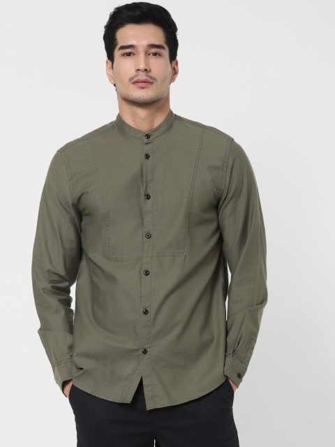 

SELECTED Men Green Regular Fit Solid Opaque Casual Shirt