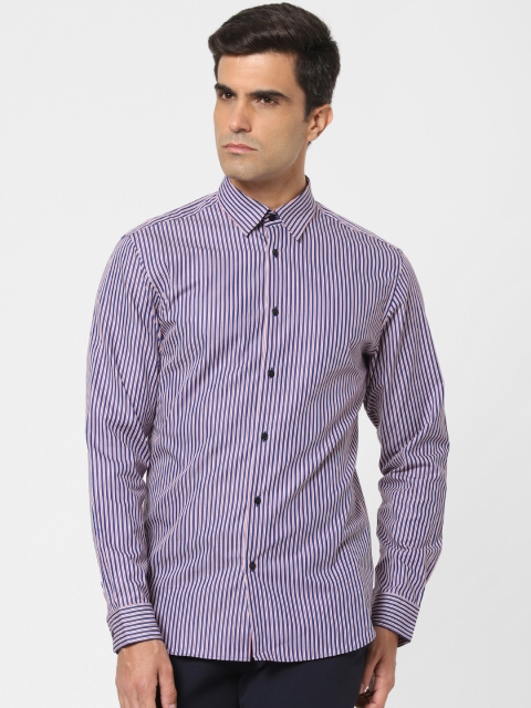 

SELECTED Men Navy Blue & Red Nautical Regular Fit Striped Casual Shirt