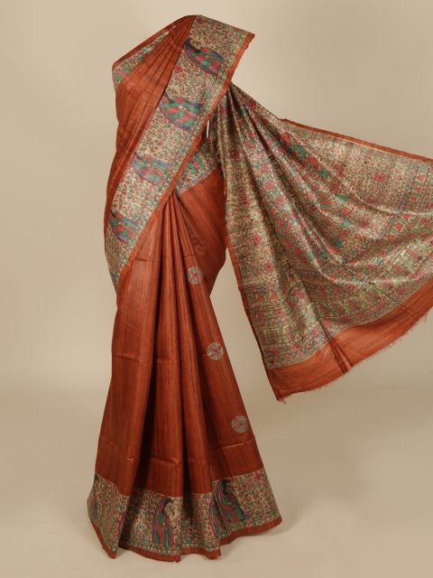 

Pothys Brown Solid Jute Silk Saree