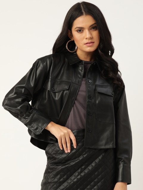 

MANGO Women Black Solid Cropped Shacket