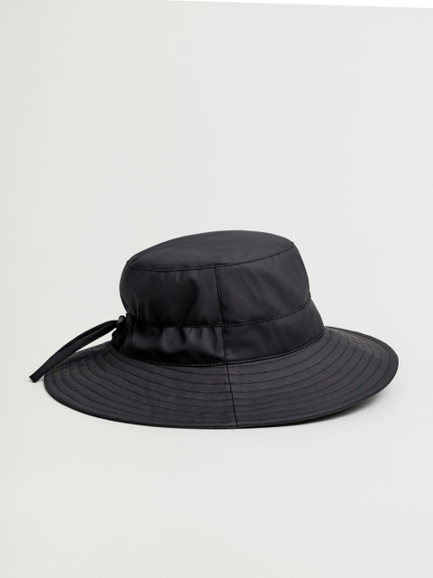 

MANGO Women Black Solid Adjustable Bucket Hat