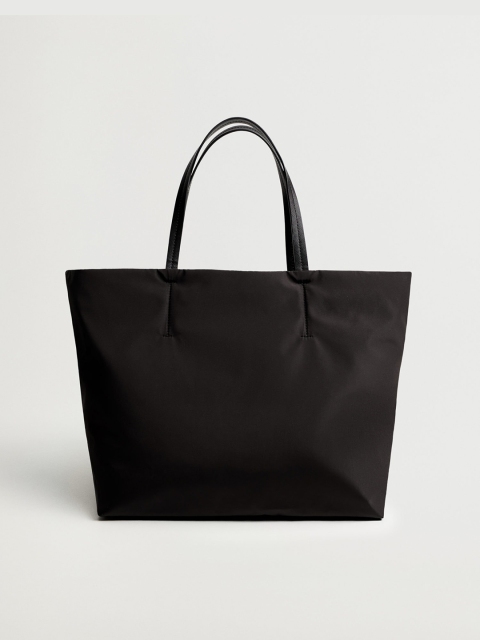 

MANGO Women Black Solid Shopper Tote Bag