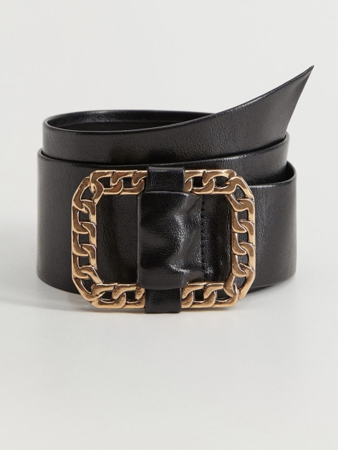 

MANGO Women Black Solid Wide Belt