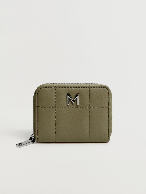 

MANGO Olive Green Quilted Coin Purse