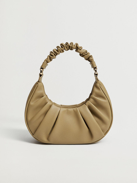 

MANGO Olive Green Ruched Effect Handheld Bag