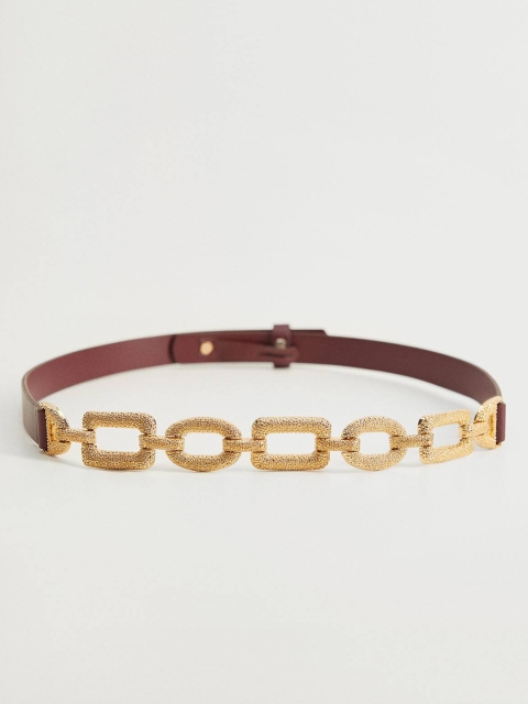 

MANGO Women Maroon Solid Belt with Chain Styling