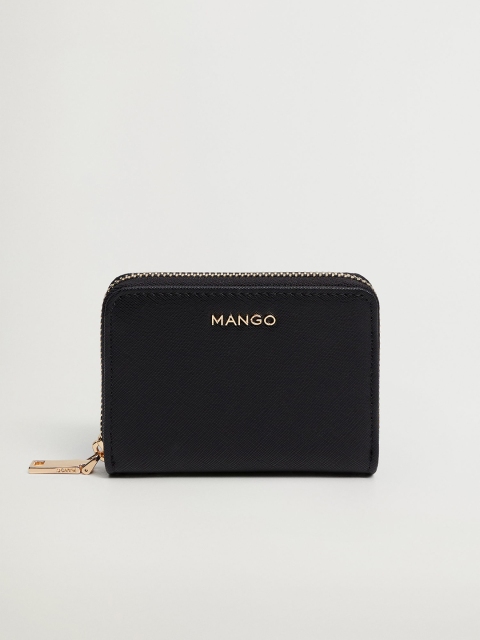 

MANGO Women Black Solid Zip Around Wallet
