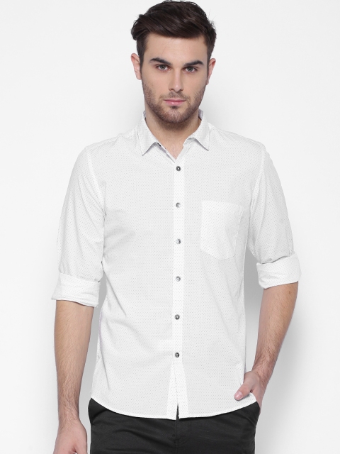 

British Club White Dot Print Casual Shirt