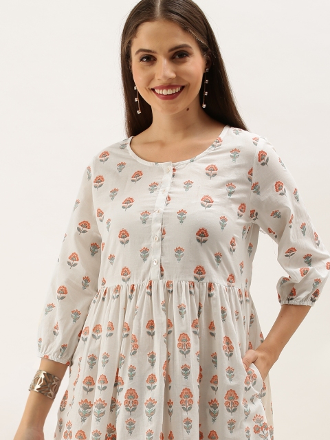

Anouk Women Off White & Red Floral Midi Dress