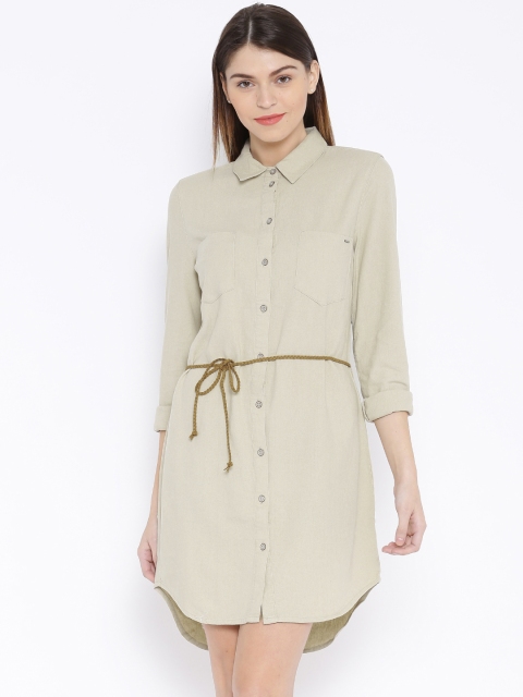

ONLY Beige Linen Shirt Dress