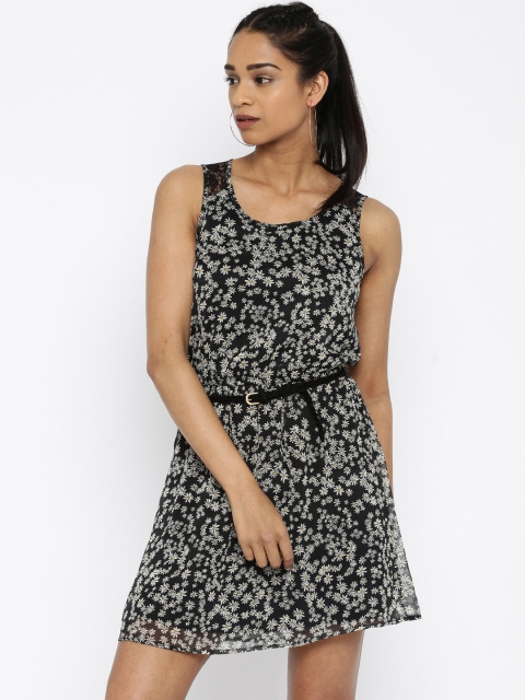 

ONLY Black & White Floral Print A-Line Dress