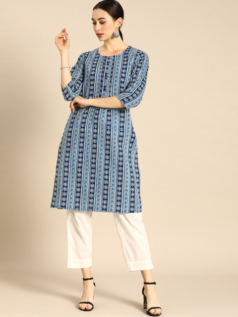 

Anouk Women Blue Floral Printed Kurta