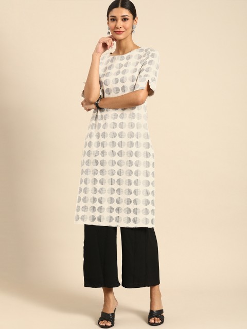 

Anouk Women Off White & Black Printed Kurta