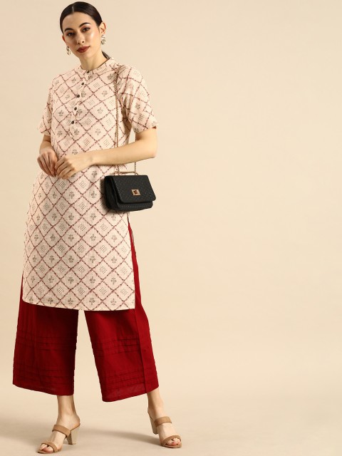 

Anouk Women Off White Ethnic Motifs Printed Kurta
