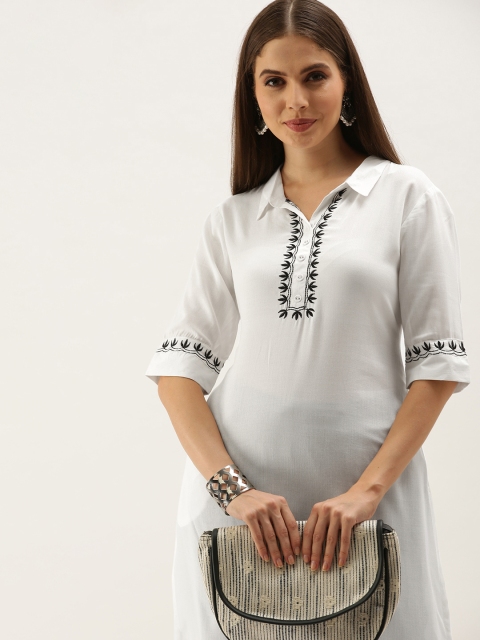 

Anouk Women White Thread Work Kurta