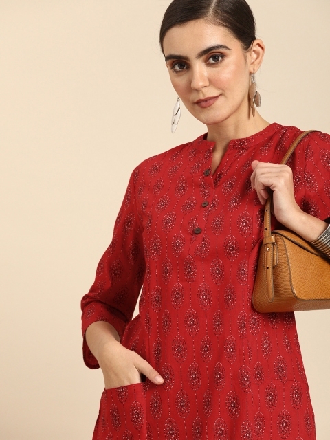 

Anouk Women Red & White Printed Kurta