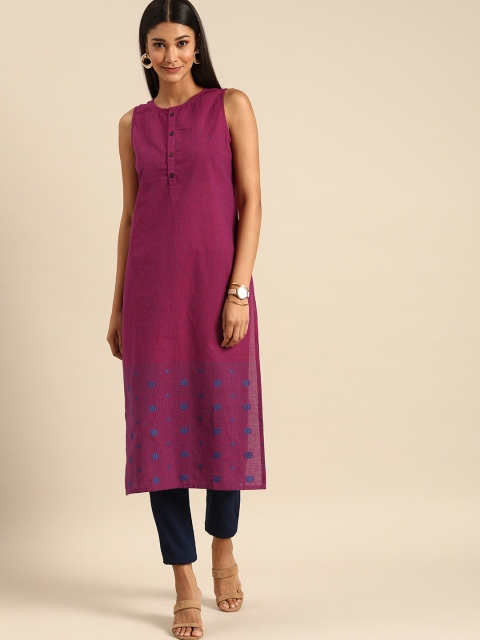 

Anouk Women Red & Blue Geometric Woven Kurta