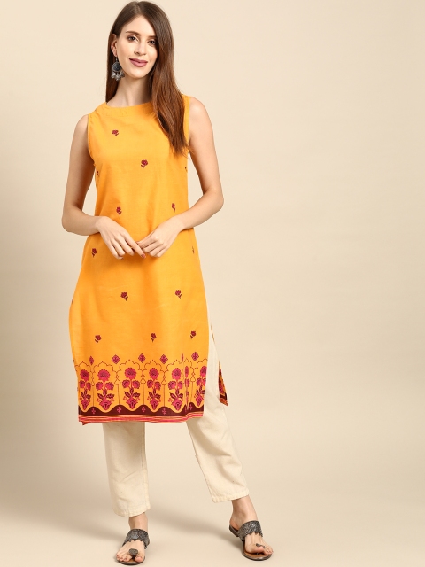 

Anouk Women Yellow & Red Ethnic Motifs Printed Pure Cotton Kurta
