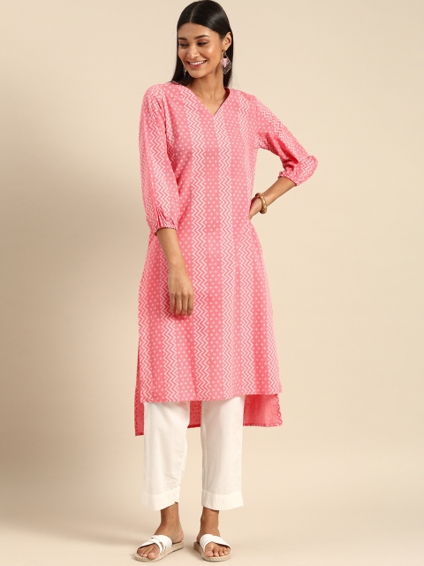 

Anouk Women Pink & White Striped Kurta