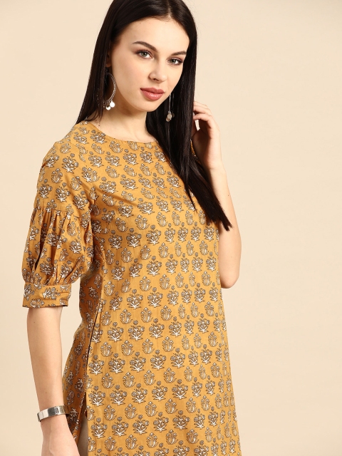 

Anouk Women Mustard Yellow & White Ethnic Motifs Printed Kurta