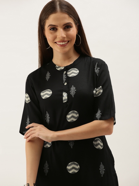 

Anouk Women Black & White Ethnic Motifs Printed Kurta