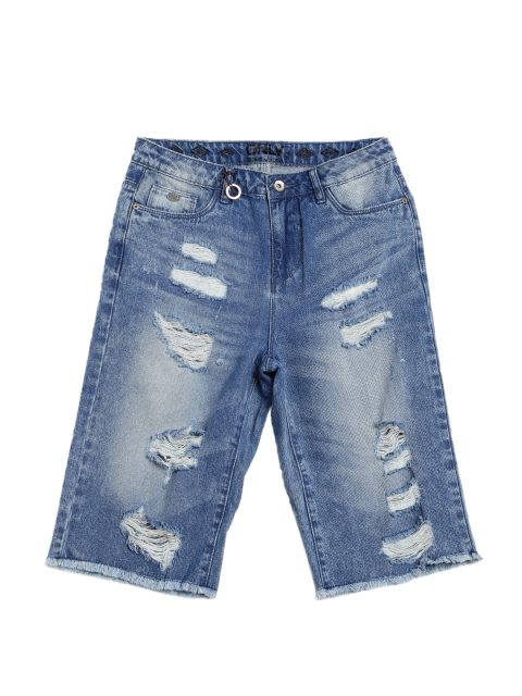 

ONLY Women Blue Distressed Denim Shorts