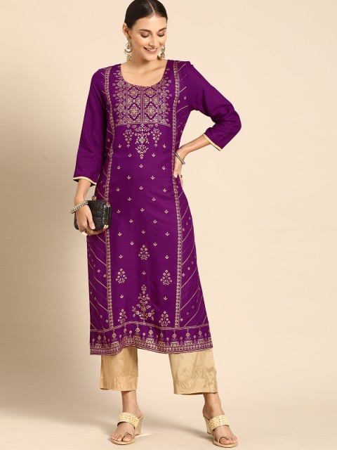 

Anouk Women Purple Ethnic Motifs Printed Kurta
