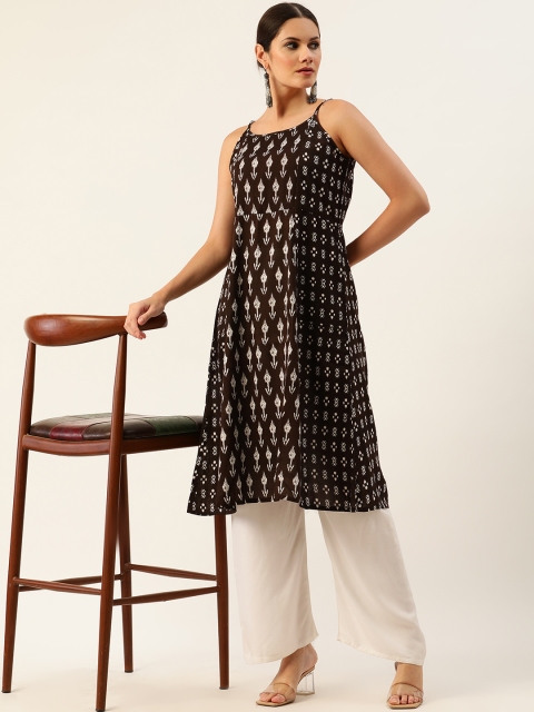 

Anouk Women Black & White Ethnic Motifs Printed A-Line Kurta