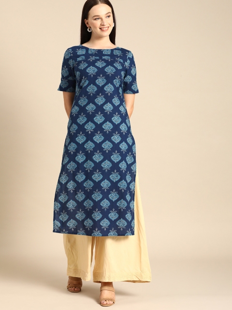 

Anouk Women Blue Floral Printed Kurta