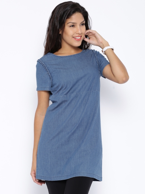 

ONLY Blue Washed Long Top