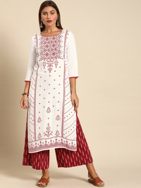 

Anouk Women White & Red Ethnic Motifs Printed Kurta