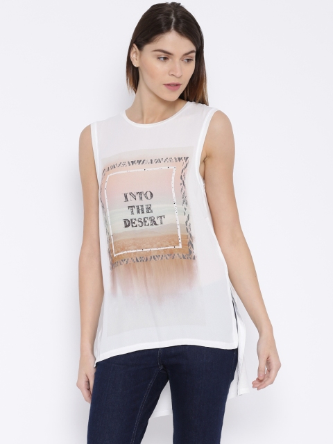 

ONLY Off-White Printed Sleeveless Top