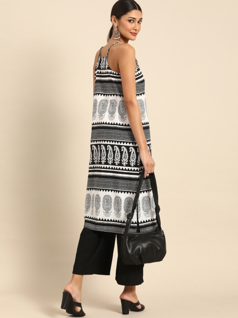 

Anouk Women Black & White Printed Kurta