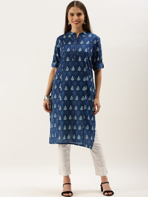 

Anouk Women Blue & White Ethnic Motifs Printed Kurta