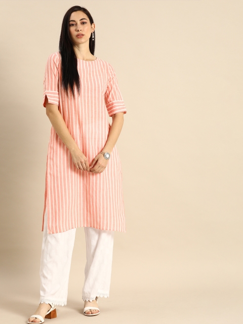 

Anouk Pink & White Striped Kurta