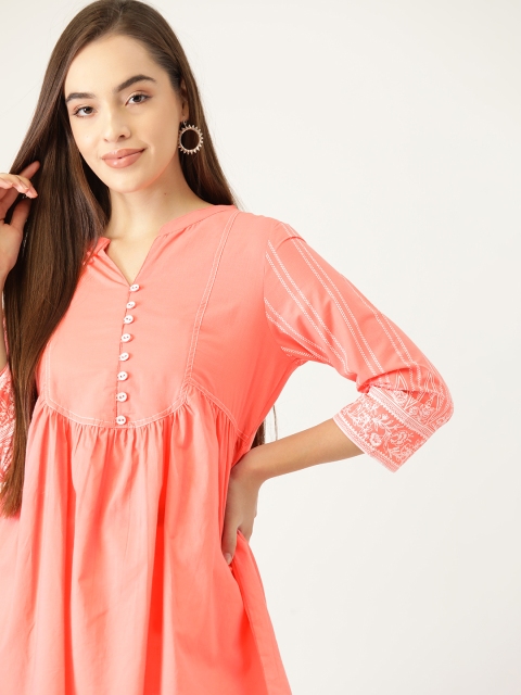 

Anouk Peach Mandarin Collar Empire Top