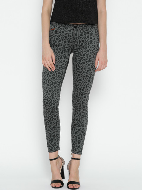 

ONLY Charcoal Grey Leopard Printed Trousers