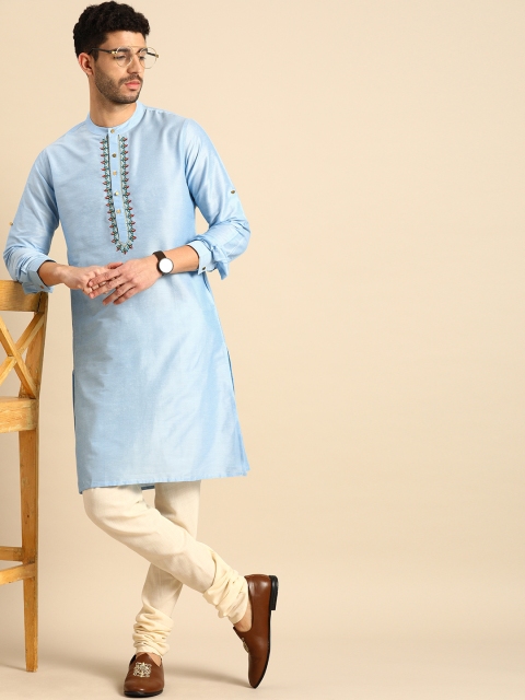

Anouk Men Blue Yoke Design Kurta