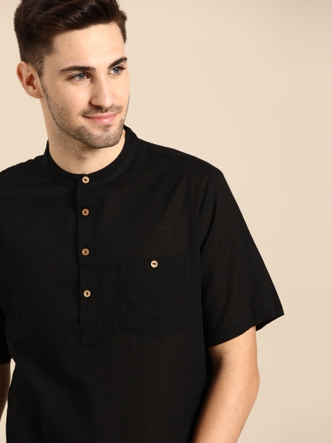 

Anouk Men Black Pure Cotton Solid Kurta